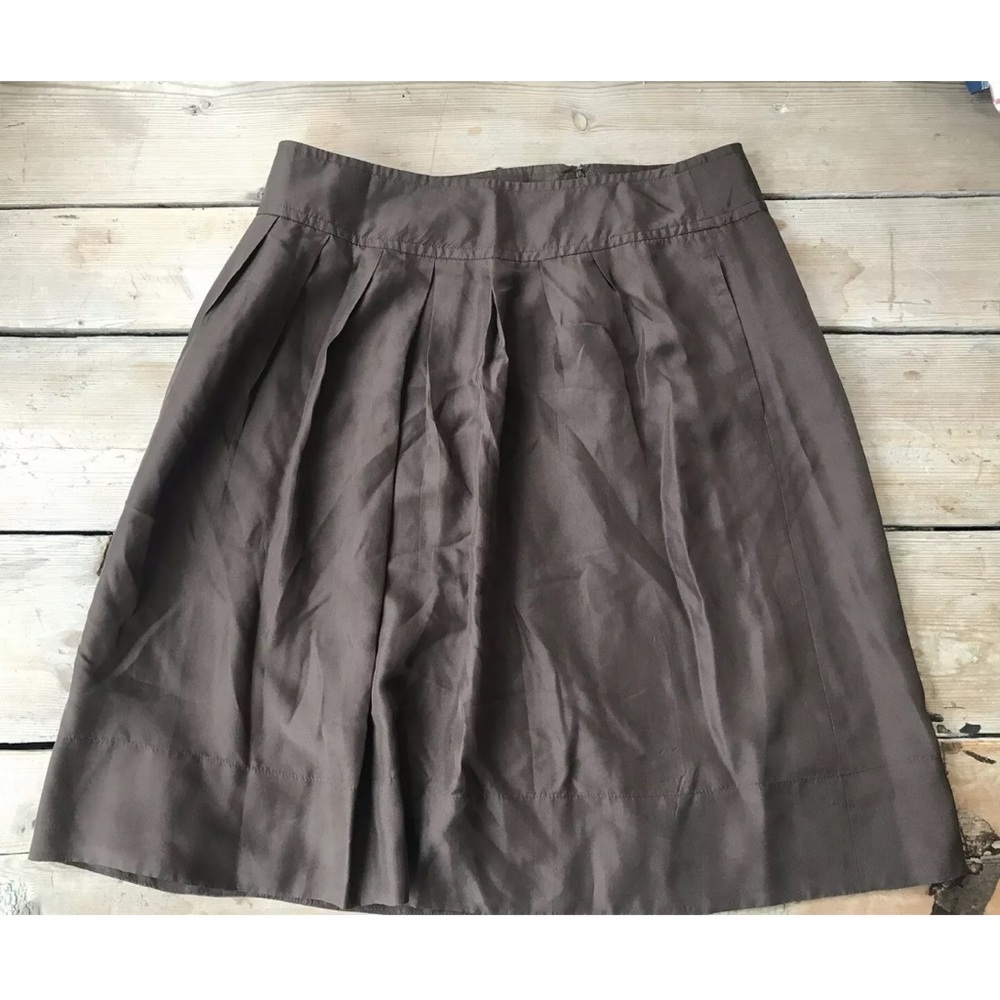 Banana Republic 100% Silk Pleated Skirt | Brown